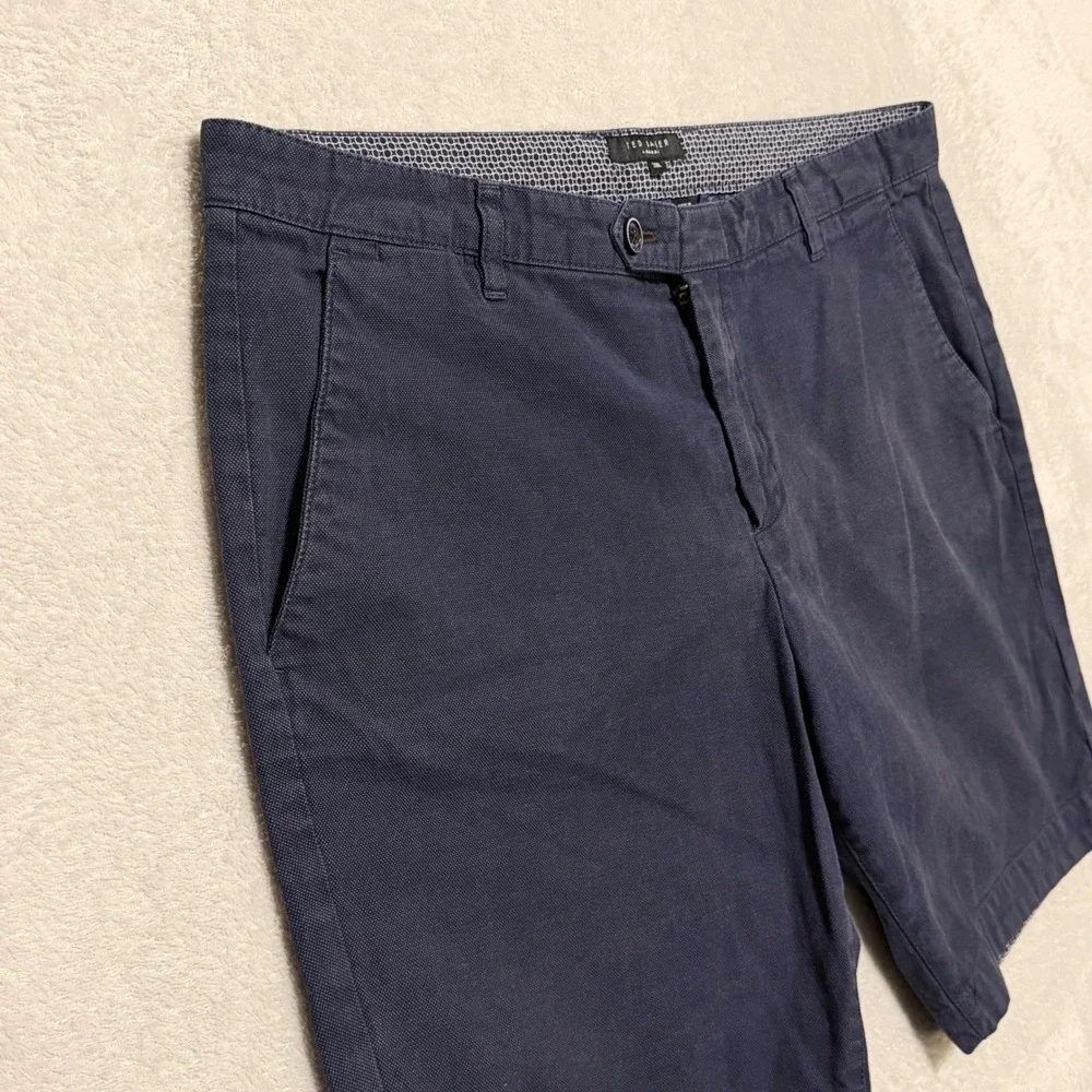 Ted Baker Jamaica Chino Shorts Men 38 Navy Blue Cotton Stretch Micro Texture - Picture 2 of 10